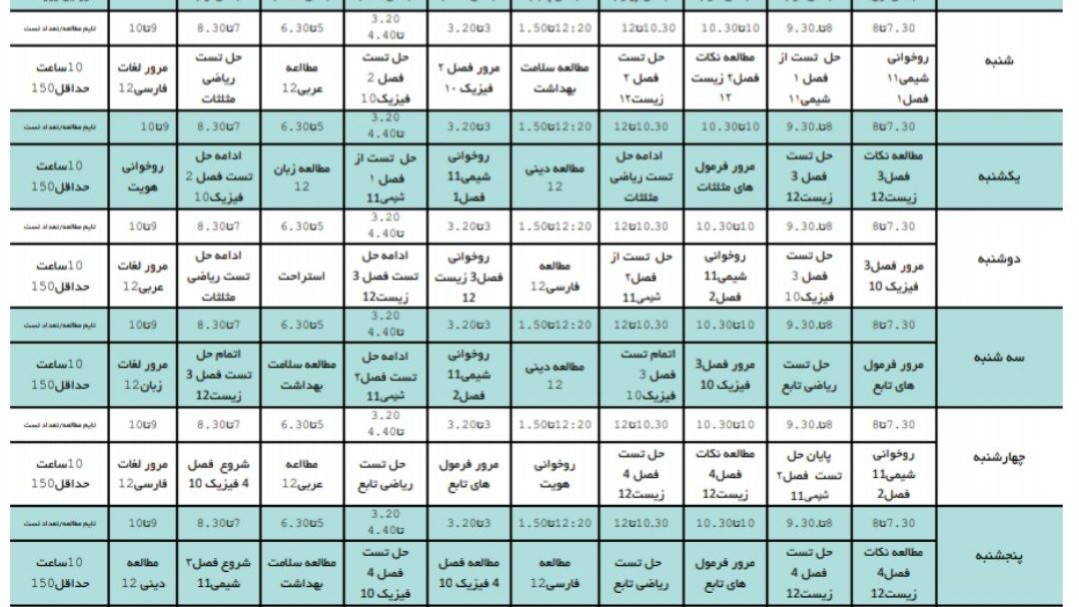 برنامه ریزی کنکوری تایپ شده