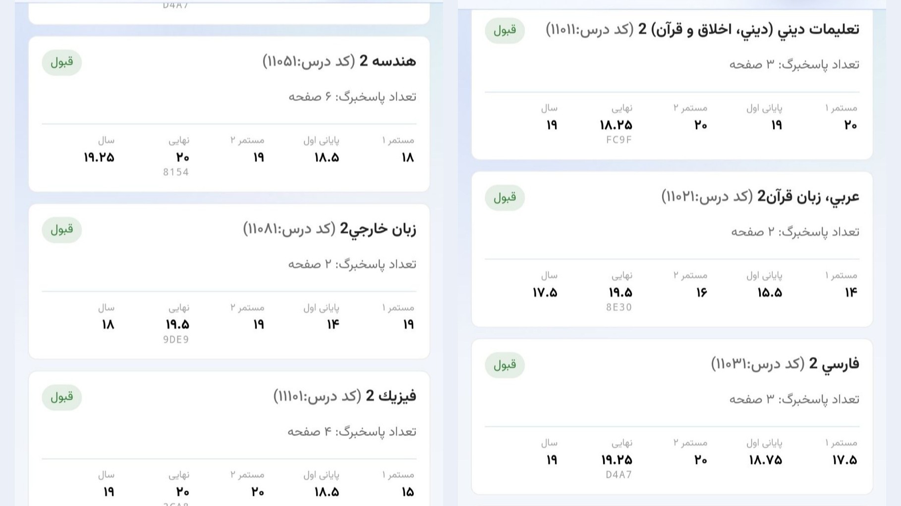نتیجه امتحانات نهایی 1405